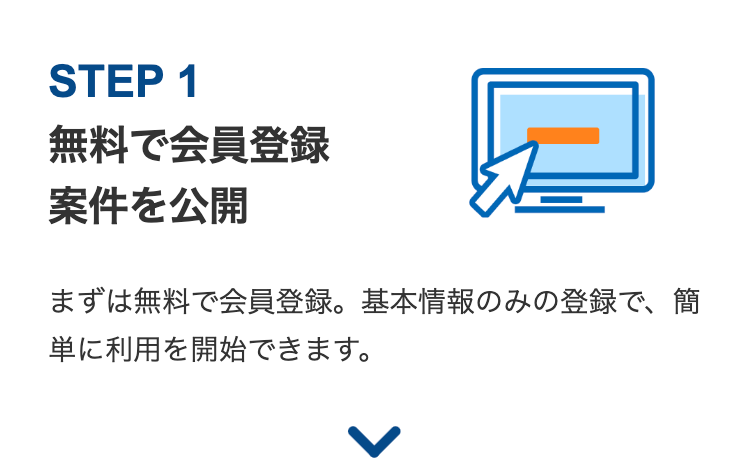 STEP 1
無料で会員登録
案件を公開