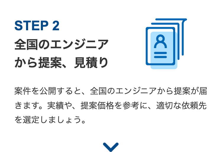 STEP 2
全国のエンジニア
から提案、見積り