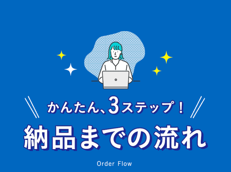 かんたん、3ステップ！ 納品までの流れ Order Flow